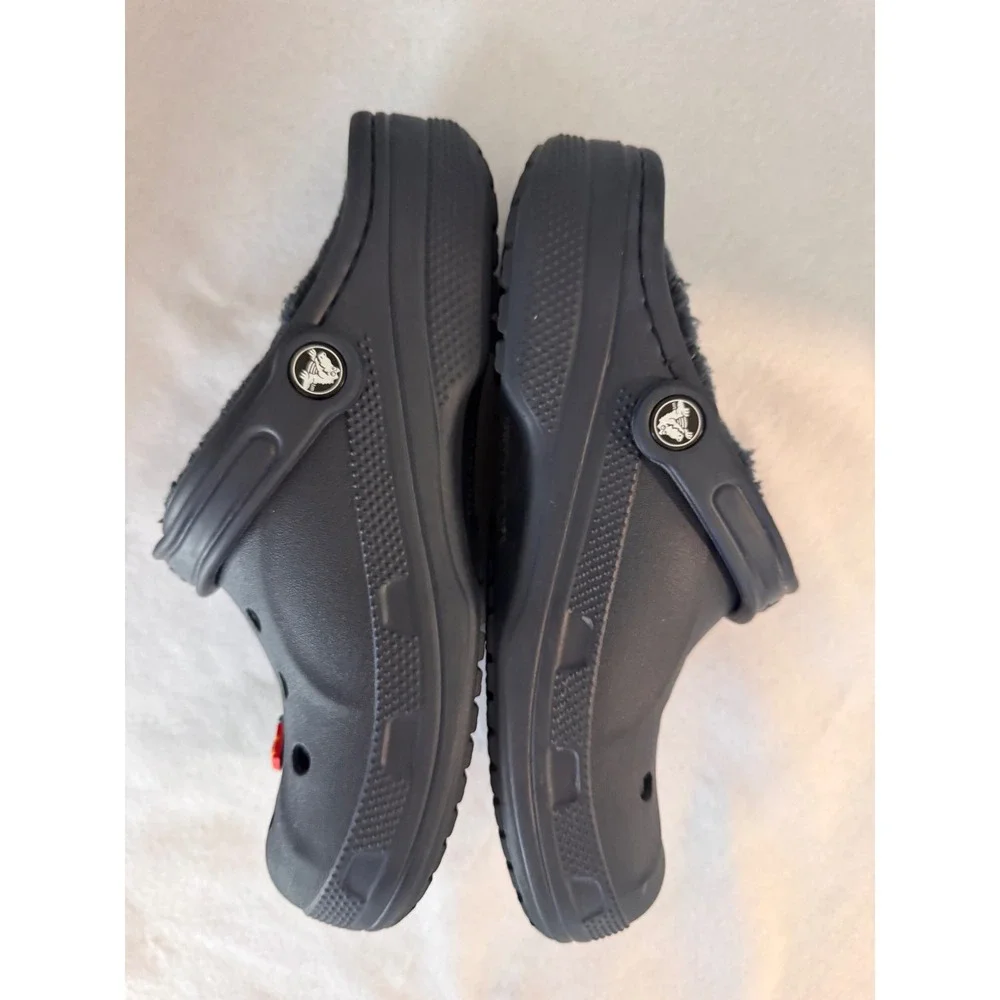 Crocs‎ Baya Lined Clogs Navy Blue Fleece Fur Fuzzy Mens 7 Womens 9 Slip On Shoes